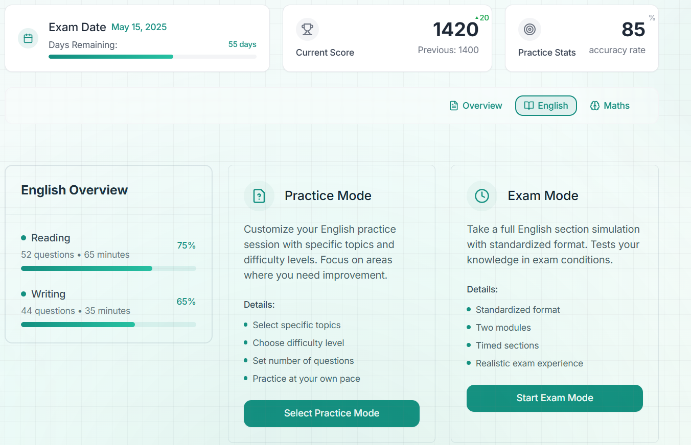 Student using the SAT Preparation Tool